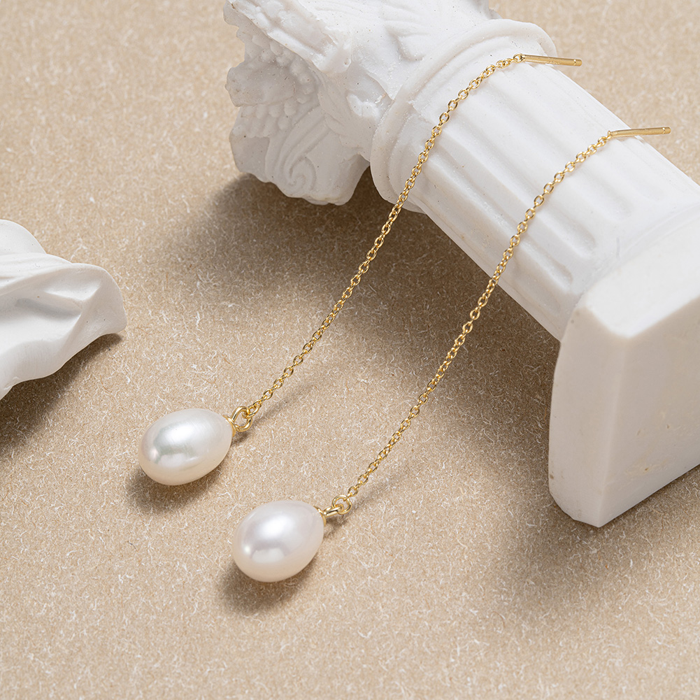أقراط طويلة متدلية من الفضة عي - مراجعة Freshwater Line وسعره
